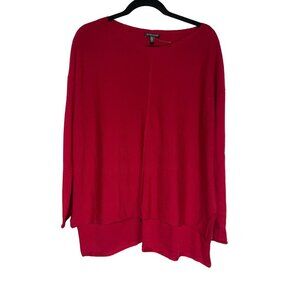 Eileen Fisher Red Merino Wool Long Sleeve Tunic Sweater S